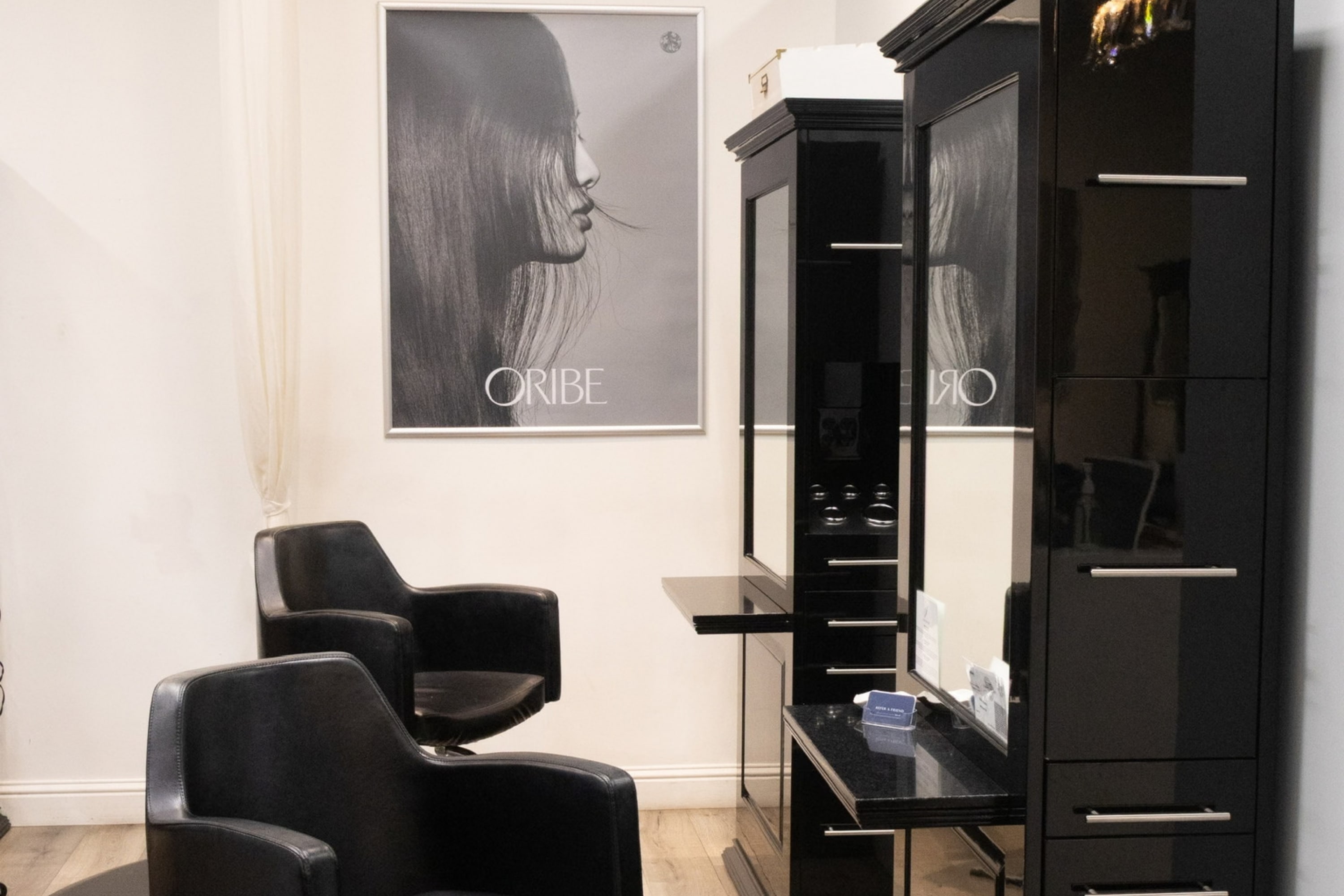 Styling stations and mirrors at Adagio For Hair